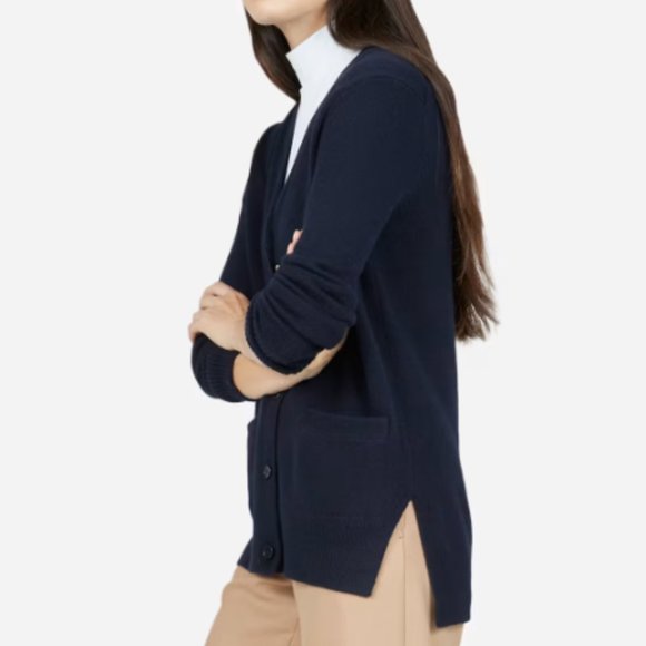 ISO Everlane Cashmere Cardigan w/ Patch Pockets in Navy - Picture 2 of 3
